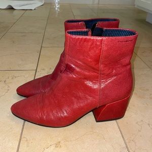 Vagabond Red Low Heel Leather Boots